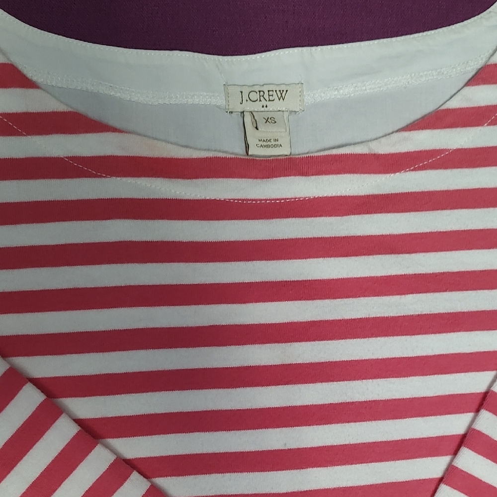 J. Crew Striped Top in Pink and White